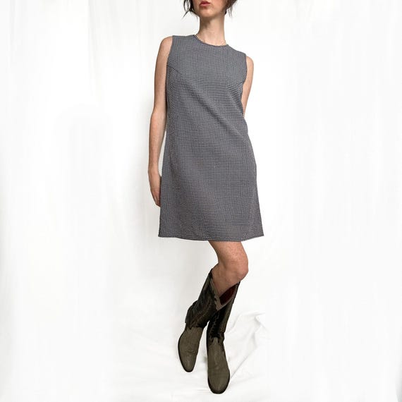 Vintage Gingham Check Mod Mini Dress - image 1