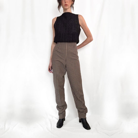 Vintage 90s Checkered Cotton Pants - image 3