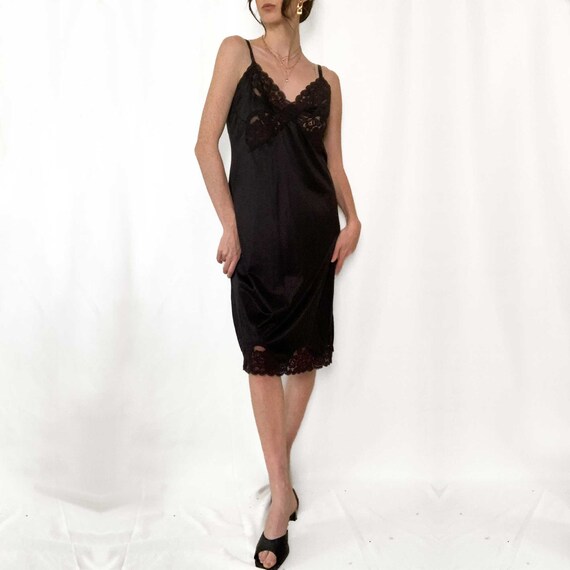 Vintage 70s Vanity Fair Black Slip Dress - image 6