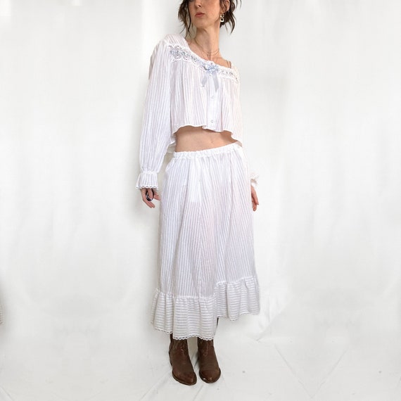 Vintage White Prairie Ruffle Skirt - image 6