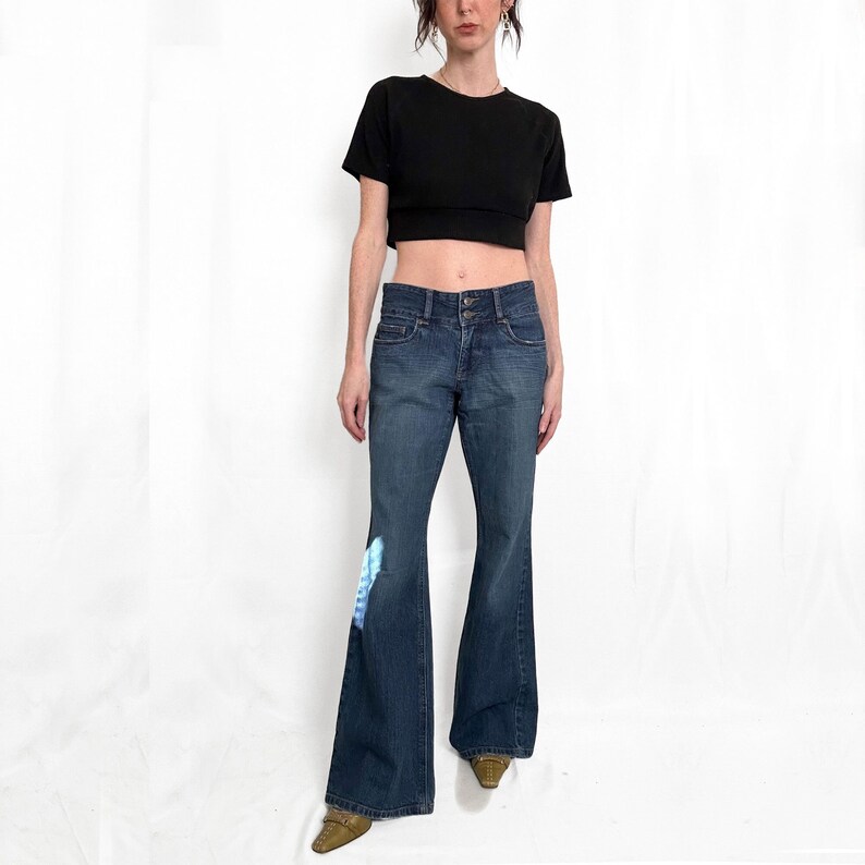 Y2K Low Rise Dark Wash Flare Jeans image 1