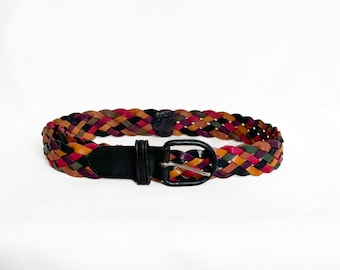 Vintage Rainbow Woven Leather Belt