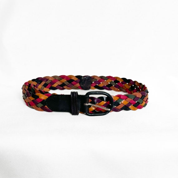 Vintage Rainbow Woven Leather Belt - image 1