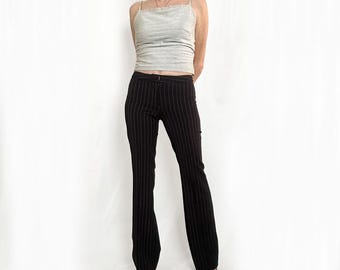 Y2K Black Pinstripe Low Rise Flare Trouser