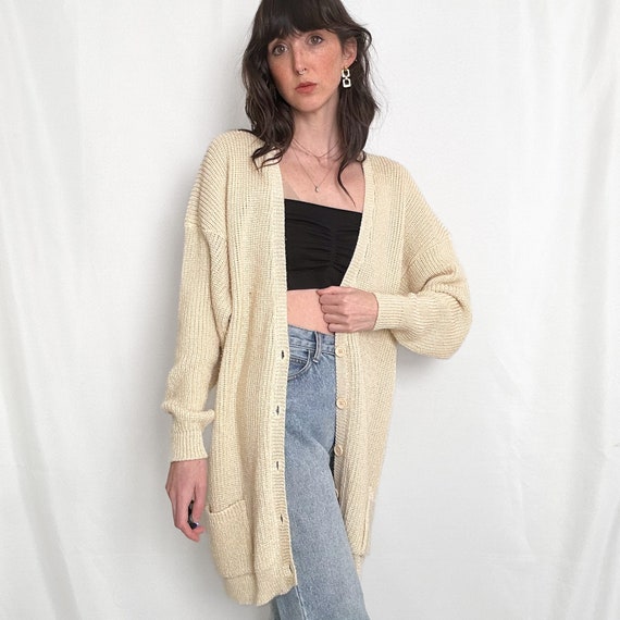 Vintage Chunky Butter Cream Cardigan - image 6
