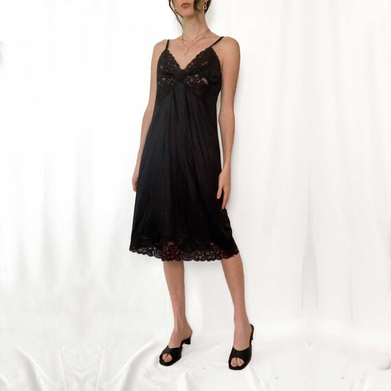 Vintage 70s Vanity Fair Black Slip Dress - image 3