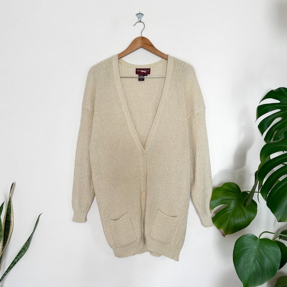 Vintage Chunky Butter Cream Cardigan - image 3