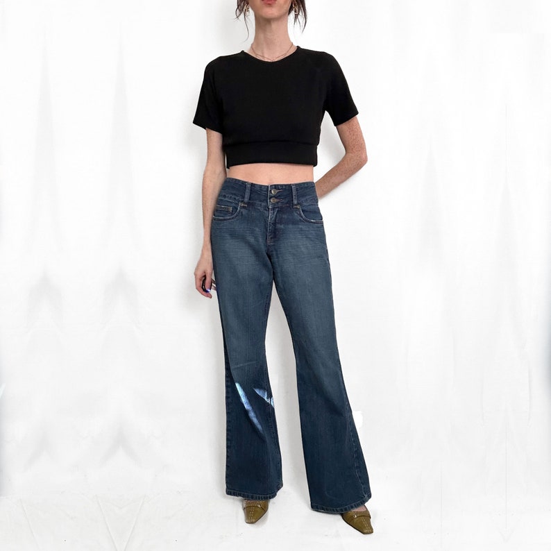 Y2K Low Rise Dark Wash Flare Jeans image 4