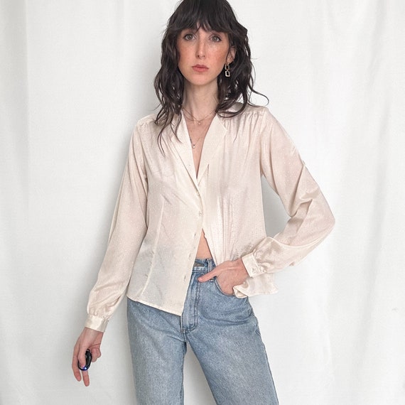 Vintage Pearl Satin Button Down - image 3