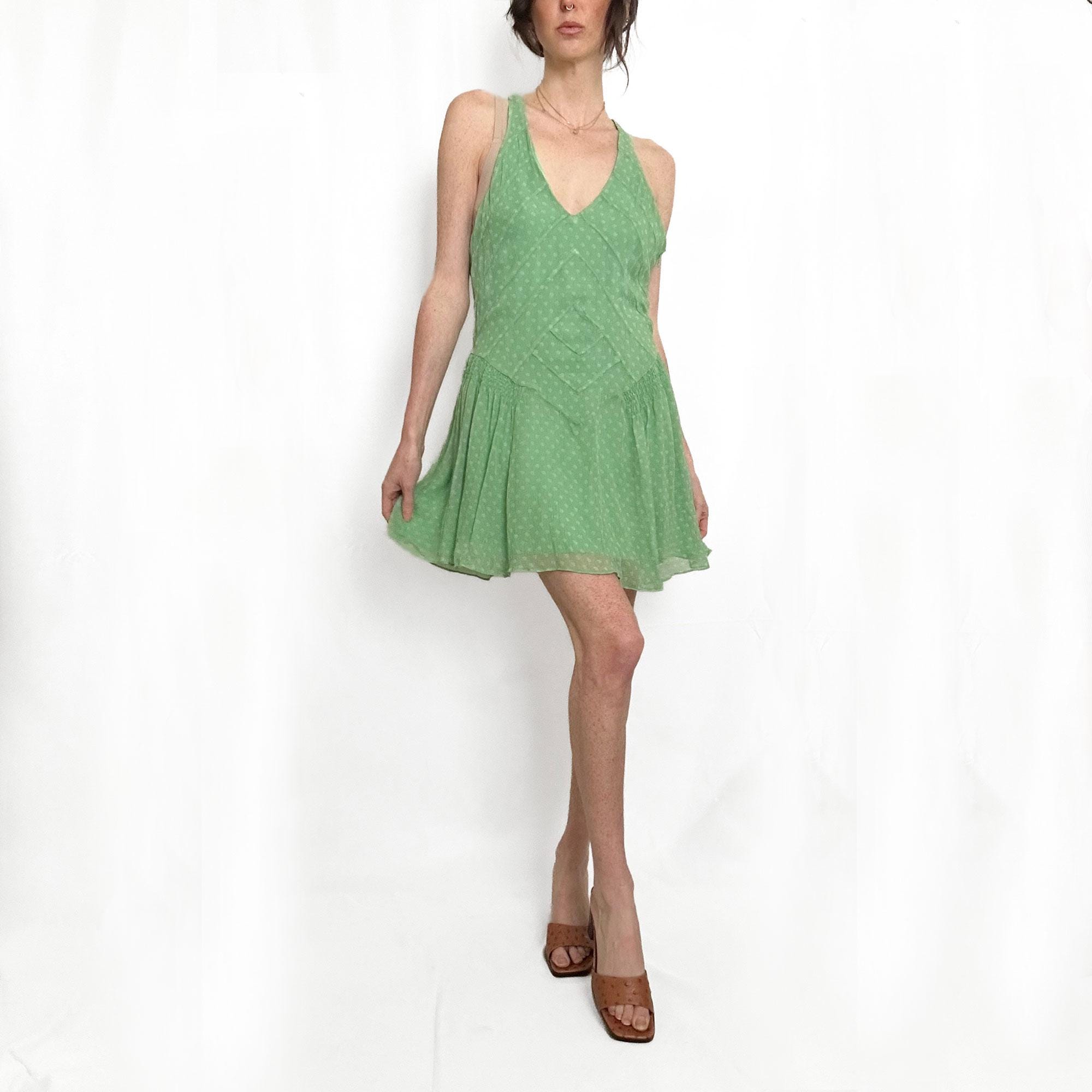 marc jacobs green silk dress Silk mid-length dress