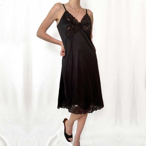 Vintage 70s Vanity Fair Black Slip Dress - image 2