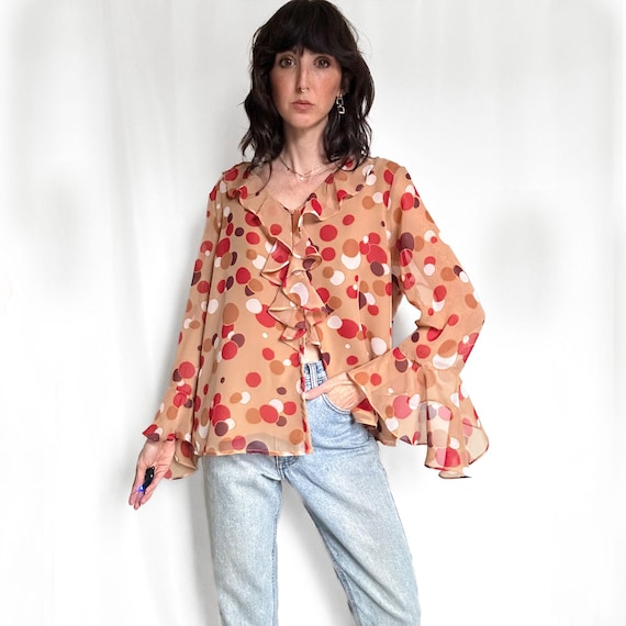 Vintage Mod Polka Dot Ruffle Top - image 4