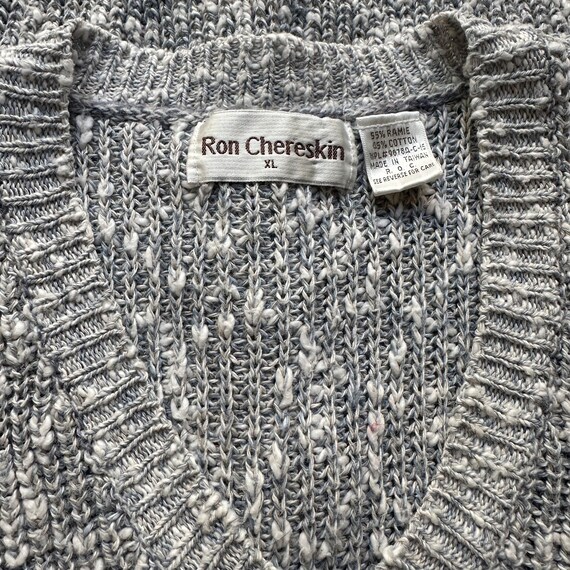 Vintage 80s Blue Gray Chunky Sweater Vest - image 9