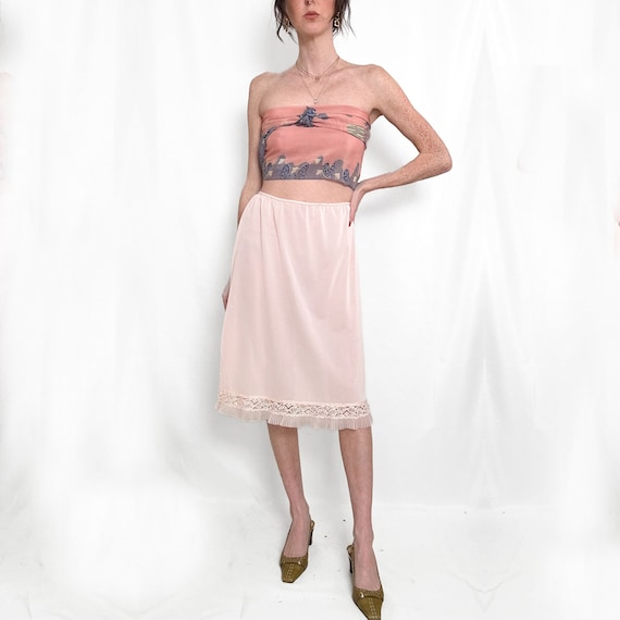 True Vintage Pink Lace Slip Skirt - image 7