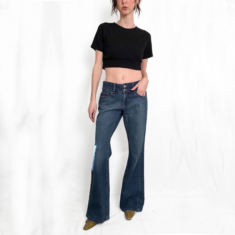 Y2K Low Rise Dark Wash Flare Jeans image 6