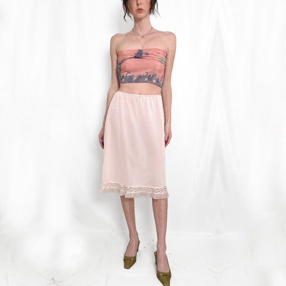 True Vintage Pink Lace Slip Skirt - image 1