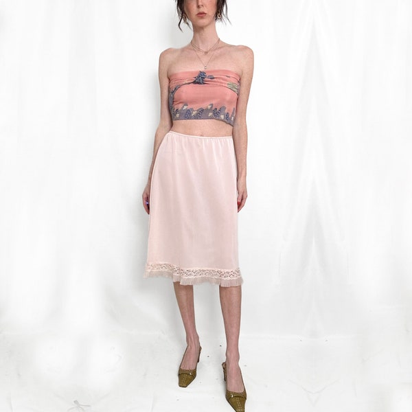 True Vintage Pink Lace Slip Skirt