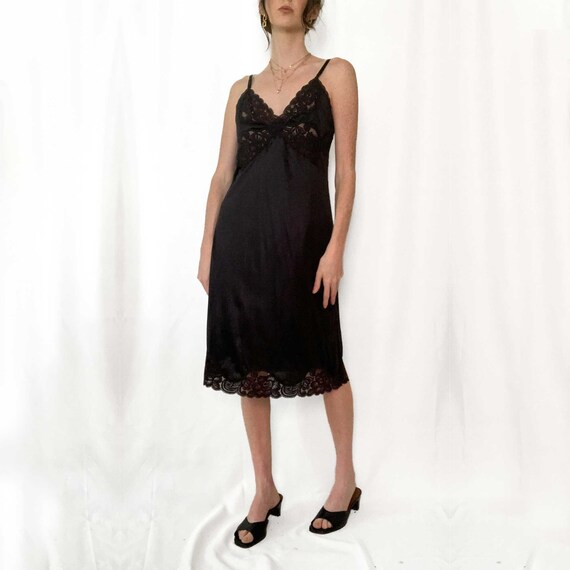 Vintage 70s Vanity Fair Black Slip Dress - image 9
