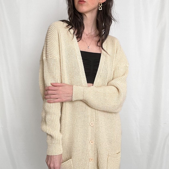 Vintage Chunky Butter Cream Cardigan - image 7