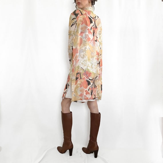 Y2K Sheer Floral Silk Button Down - image 8