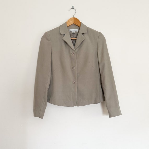 Vintage Taupe Silk Cropped Blazer - image 5