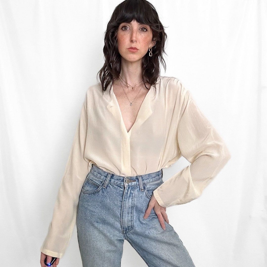 Vintage abstract silk button down