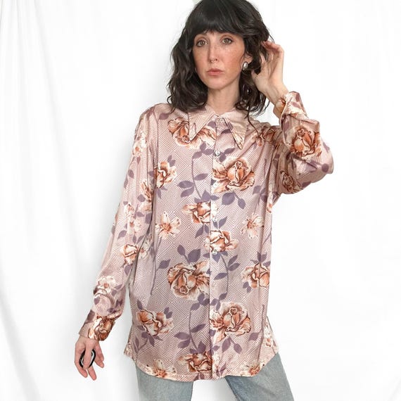 70s Psychedelic Rose Button Down - image 4