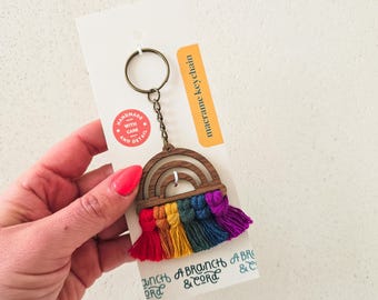 Macrame Rainbow Keychain - Pride, Classic, LGBTQ, LGBTQIA+