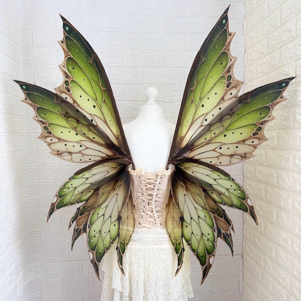 Plastic Forest Fairy Wings, Adult Cosplay Costume, Green Butterfly Wings