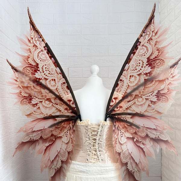 ブラッシュレースプリントの妖精の羽、ルネッサンスコスチューム、魔法のコスプレ