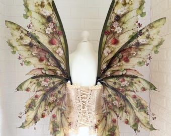 Bessenfeeënvleugels, Bosfeeënvleugels, Botanisch feeënkostuum, Feeënvleugels, Renaissancebeurs cosplay, Feeënvleugels voor volwassenen