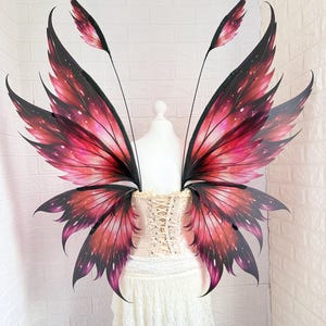 Plast Svartrosa Galaxälvvingar, Stora Fantasy Cosplay-dräktvingar, Lättvikt