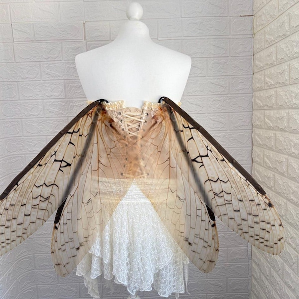 Beige Translucent Fairy Wings, Plastic Costume Cosplay Accessory