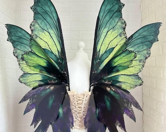 Alas de hada del bosque verde, alas de disfraz para adulto