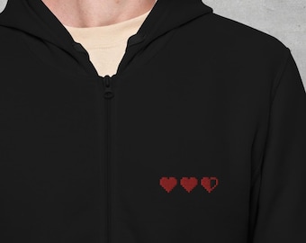 Zelda 3 heart container zip up hoodie | Gamer gifts | Nintendo | Legend of Zelda | Gamer girl | Gamer shirt | Super Mario