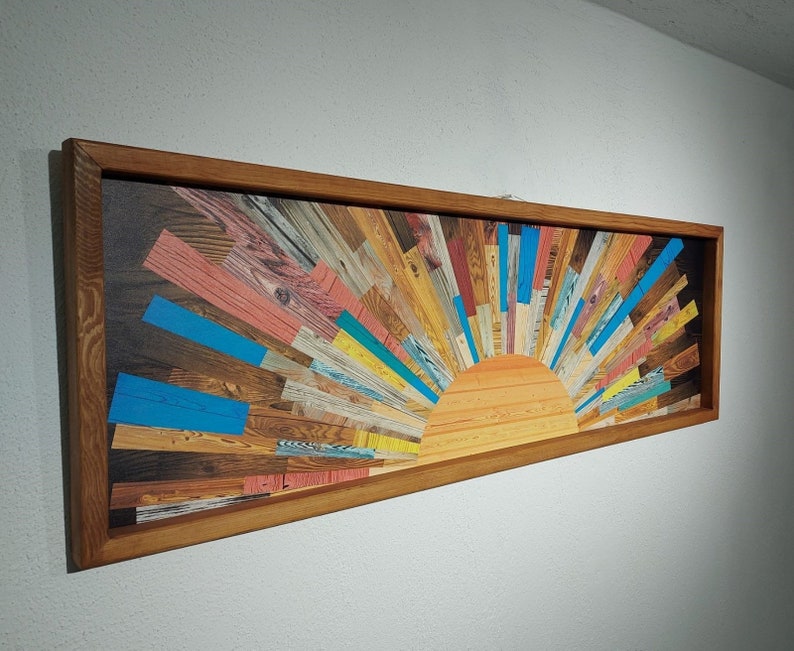 Sunrise Wood Wall Art Above Bed Decor Wooden Wall Art Long Etsy Canada