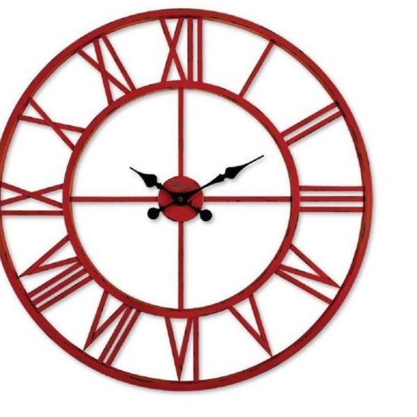 Red Wall Clock Etsy