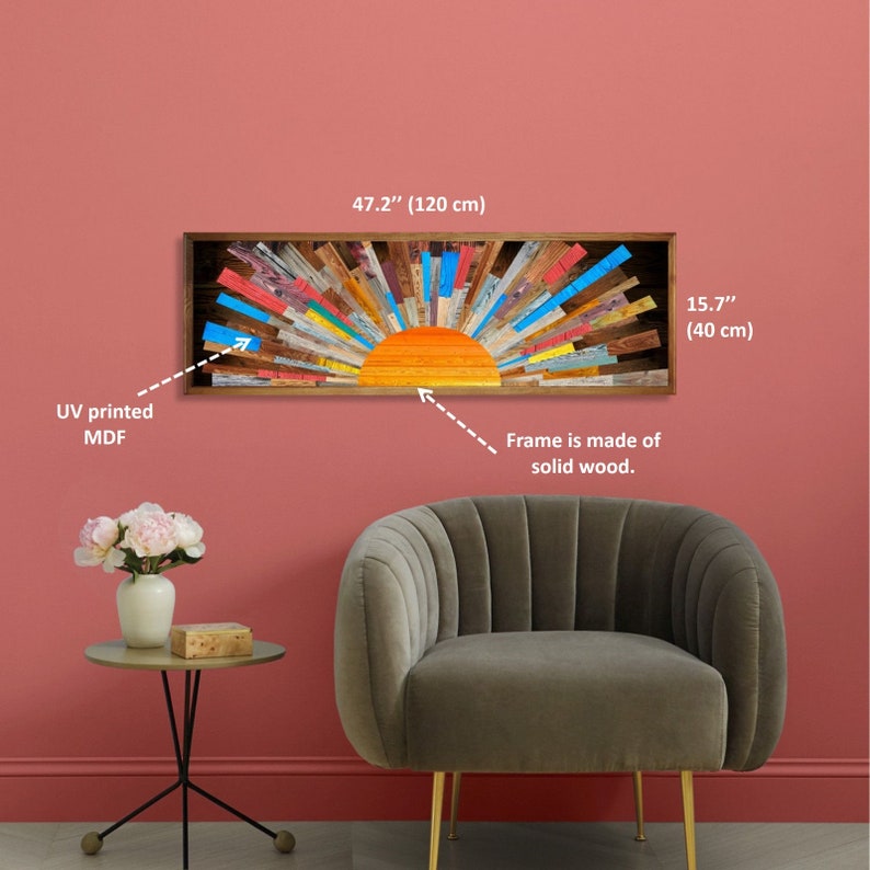 Sunrise Wood Wall Art Above Bed Decor Wooden Wall Art Long Etsy Canada