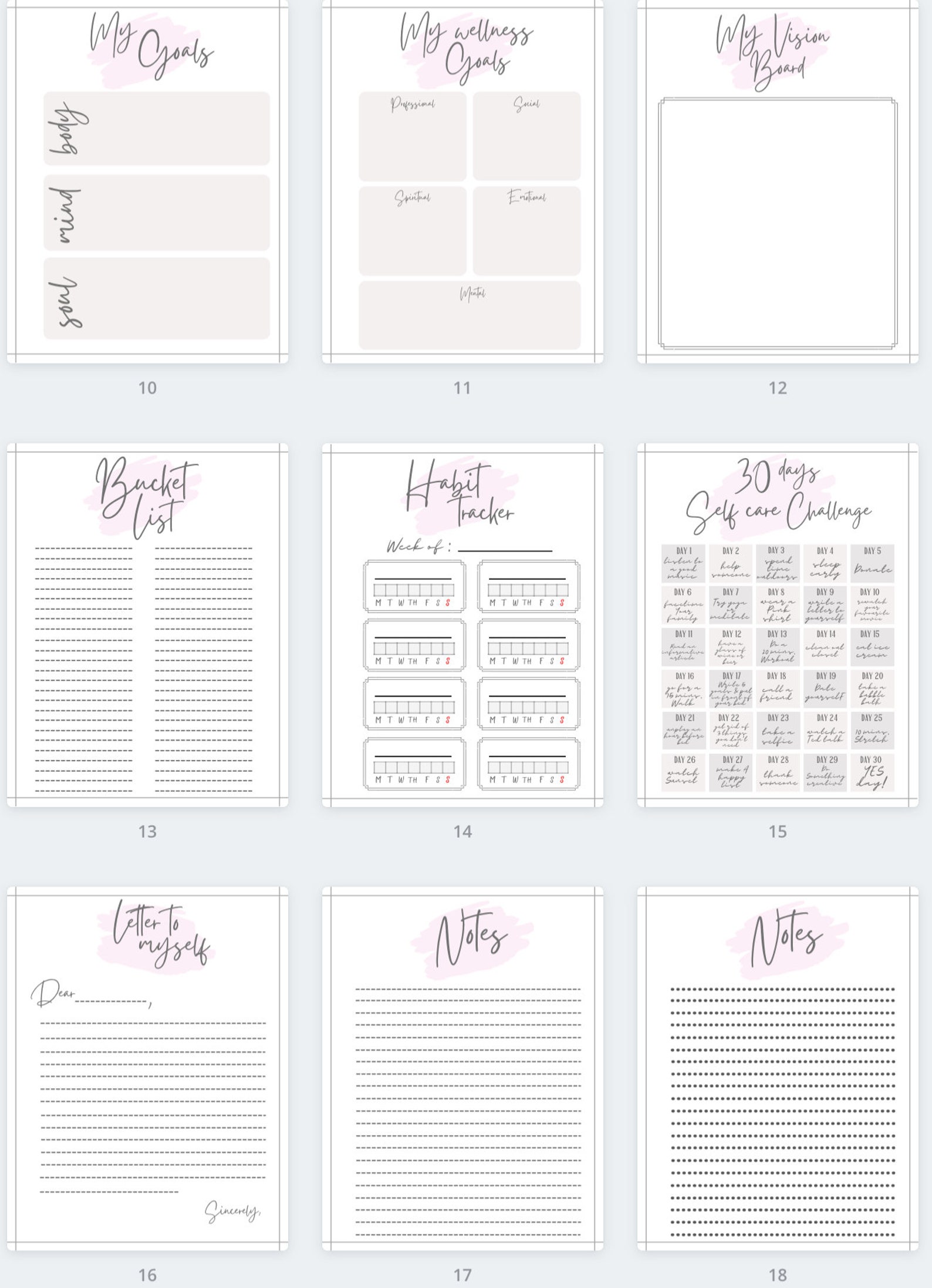 Printable Self care journal self care planner Habit Tracker Etsy Printable Self care journal self care planner Habit Tracker Etsy