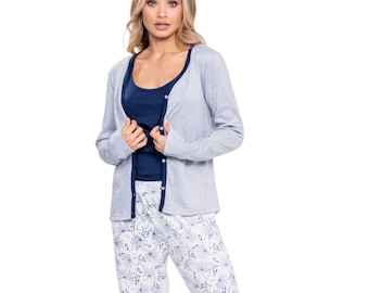 3 pieces pajama set, pants sleepwear, loungewear Comfy PJ Set, Top and long pans Set, Loungewear, Comfy Cozy Home Wear