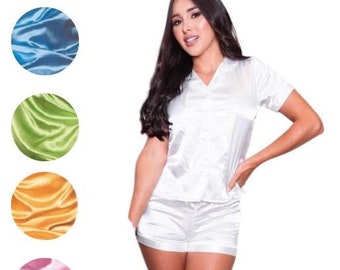 Satin Summer loungewear, Summer shorts, Silk pajamas and sets for women, High quality satin sleepwear