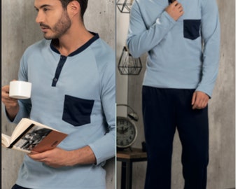 Conjunto de pijamas para hombres - Conjunto de pantalones loungewear para hombres, pijamas de algodón para hombres - PJ Set Top and Bottom • Home Wear Soft Comfy PJ Set - Pijamas hombre