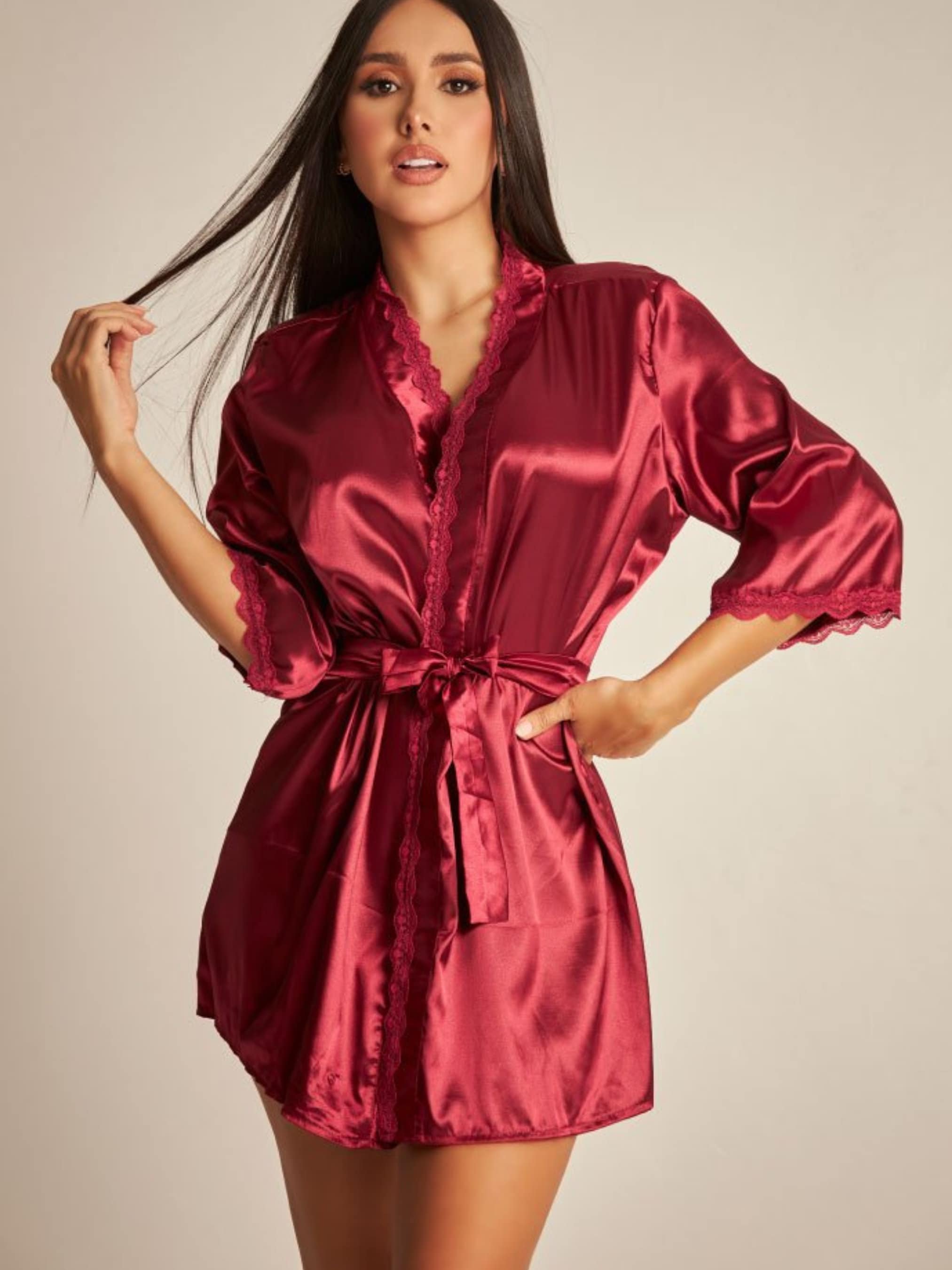 Sexy Short Robe Kimono Luxury Satin Loungewear Women Gifts - Etsy