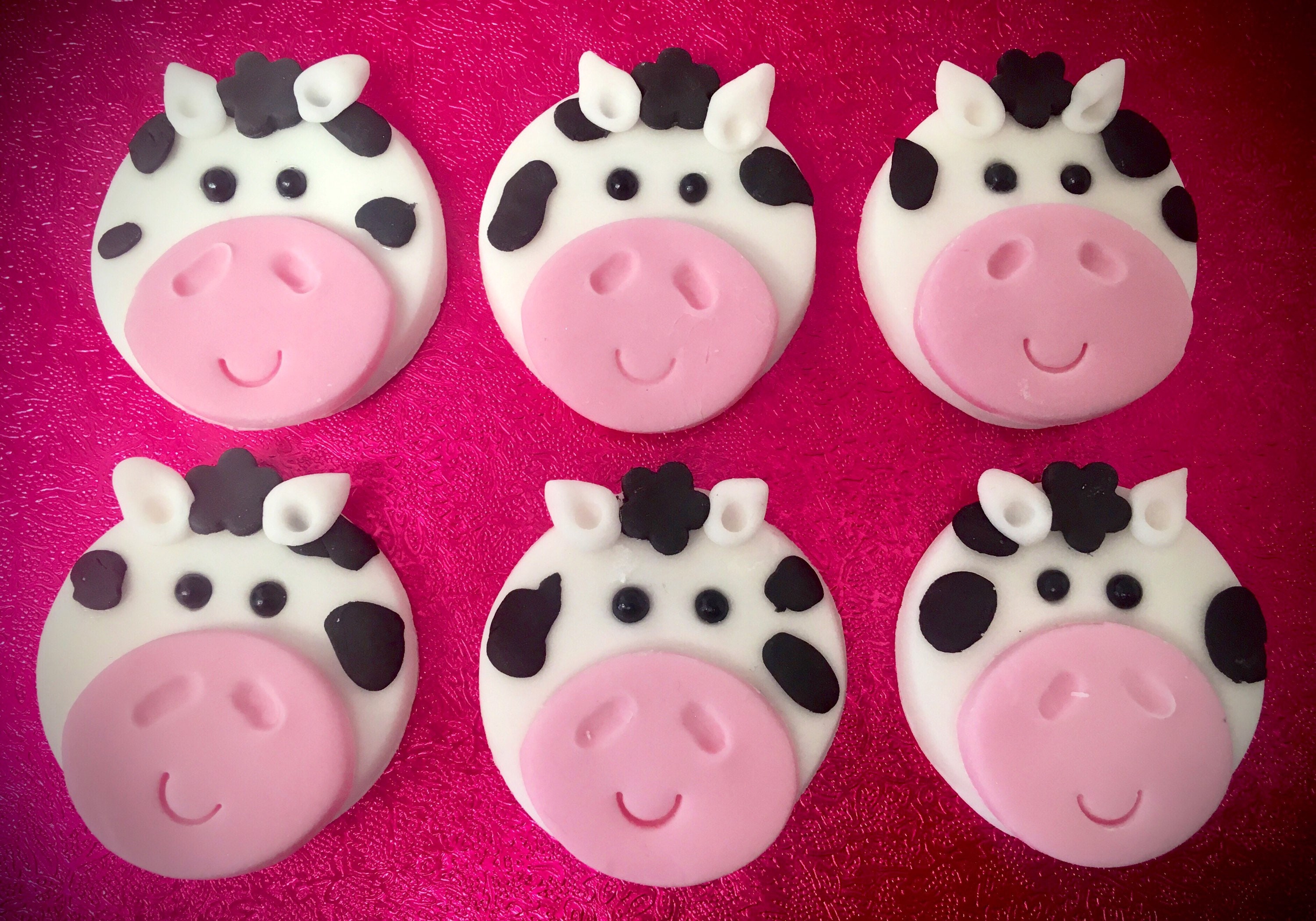 Fondant cow cupcake toppers Etsy