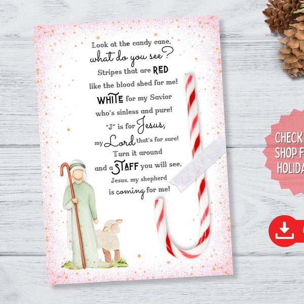 Candy Cane Legend, Legend of the Candy Cane Card, Candy Cane Poem, Candy Cane Card, Christian Christmas Gift, Pedal and Pony