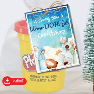 Play-doh Christmas Tag, Nativity Tag, Christmas Favors, Holiday Classroom Gift, Party Favors for Kids, Stocking Stuffers, Pedal and Pony