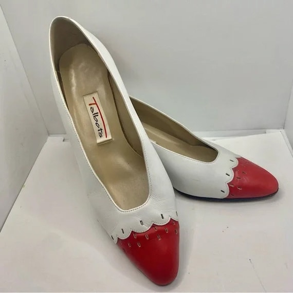 Adorable 1980s Talbots kitten heel red and white … - image 1
