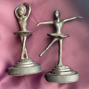 Set of two vintage bronze ballerina figurines