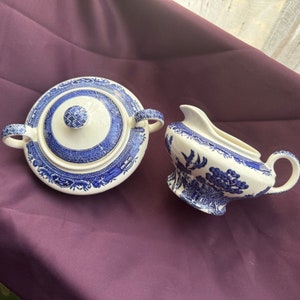 Antique Blue Willow cream and sugar set, John Stevenson and Sons Ltd. Burslem