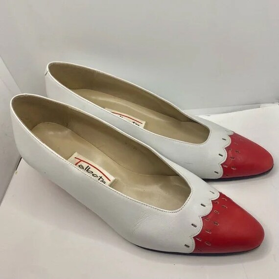 Adorable 1980s Talbots kitten heel red and white … - image 2